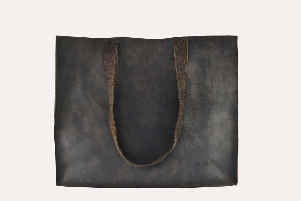 Women's Kiko Raw Edge Top Grain Leather Tote Bag — Brown