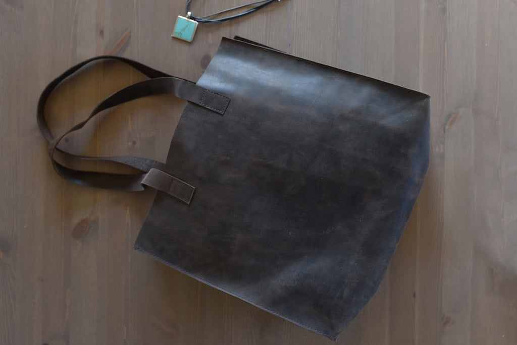 Women's Kiko Raw Edge Top Grain Leather Tote Bag — Brown