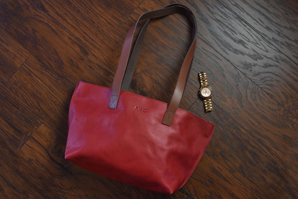 Women's Kiko Perfect Genuine Leather Tote Bag — Red