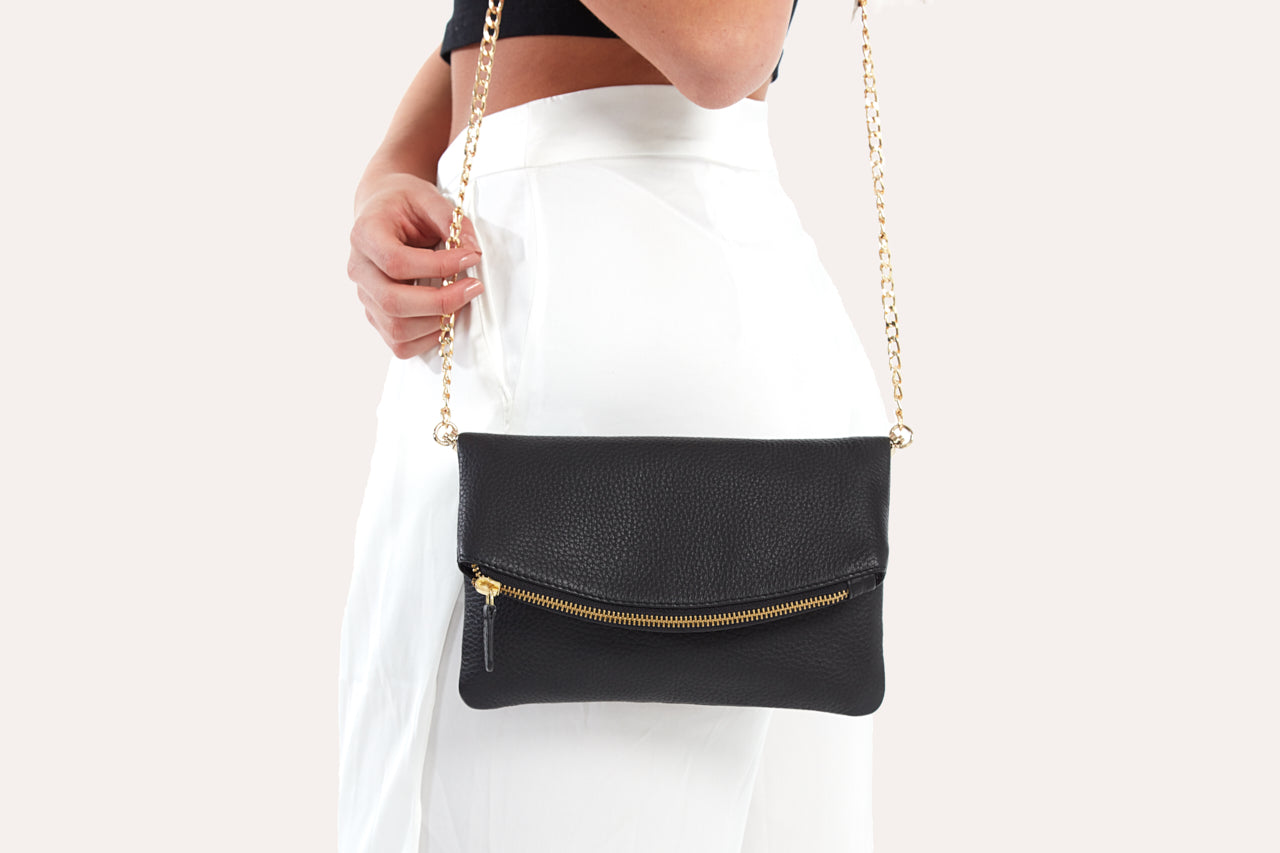 Women's Kiko Genuine Pebble Leather Flap Clutch Crossbody Bag