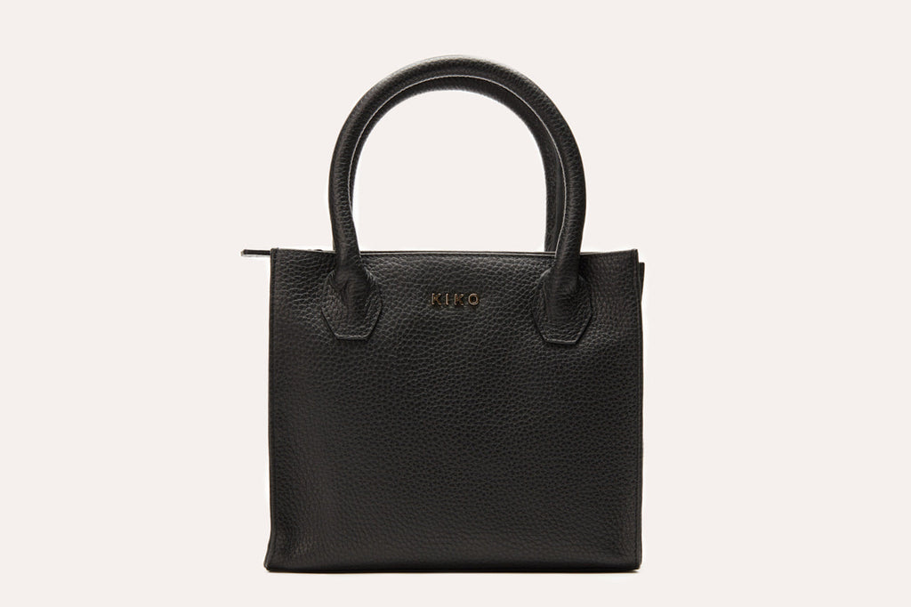 Women's Kiko Simplistic Genuine Pebble Leather Crossbody Bag — Black