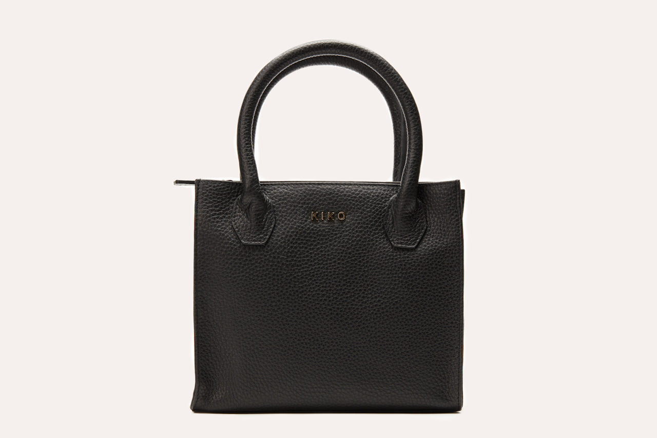 Women's Kiko Simplistic Genuine Pebble Leather Crossbody Bag — Black