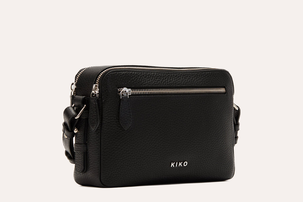 Women's Kiko Classic Genuine Pebble Leather Crossbody Bag — Black