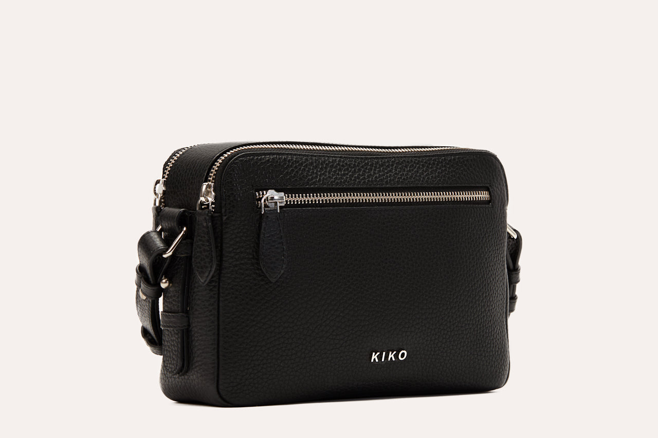 Women's Kiko Classic Genuine Pebble Leather Crossbody Bag — Black