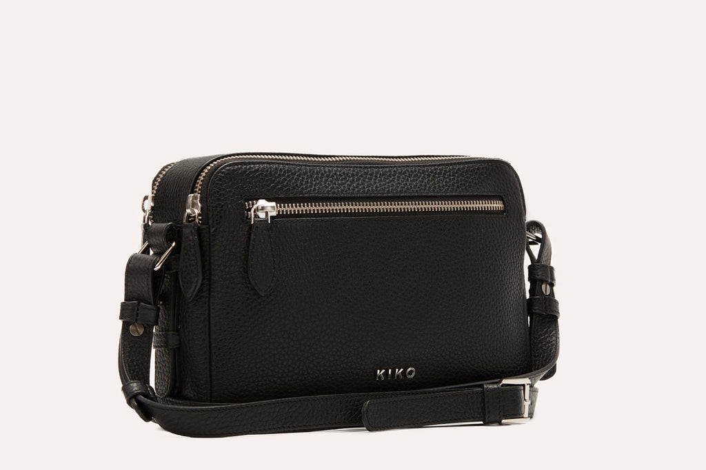 Women's Kiko Classic Genuine Pebble Leather Crossbody Bag — Black