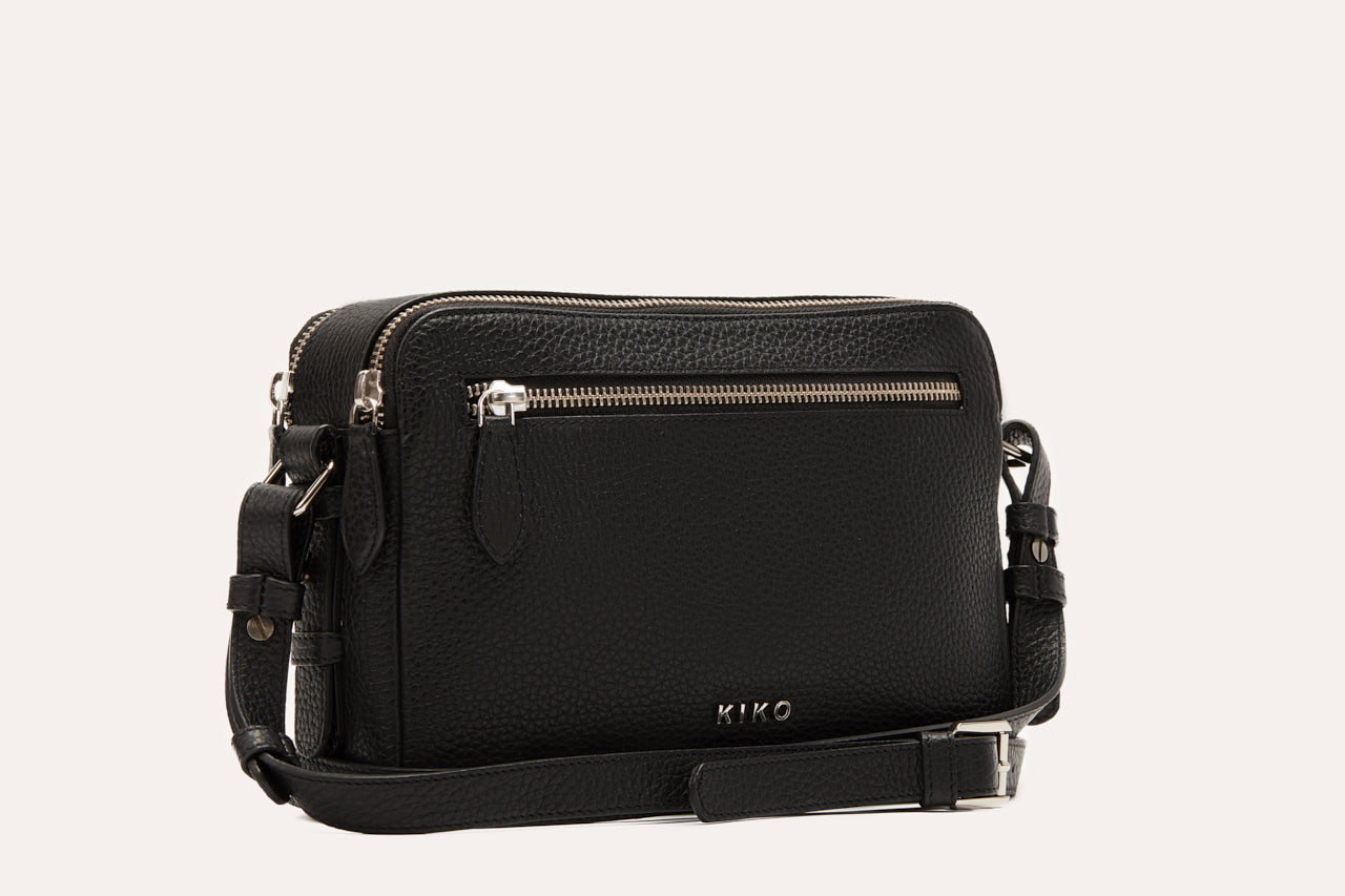 Women's Kiko Classic Genuine Pebble Leather Crossbody Bag — Black