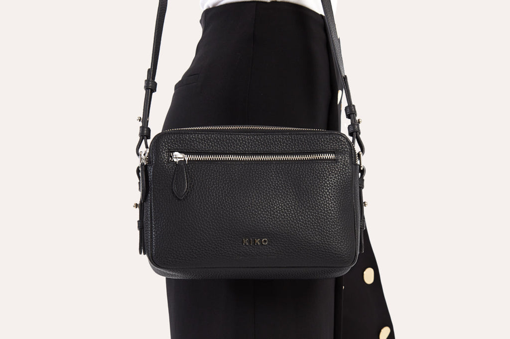 Women's Kiko Classic Genuine Pebble Leather Crossbody Bag — Black