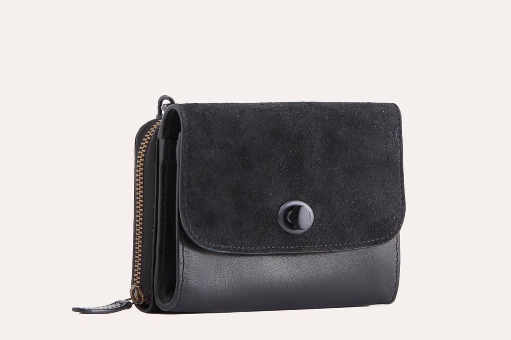 Women's Kiko Two-Tone Leather & Suede Crossbody Bag — Black