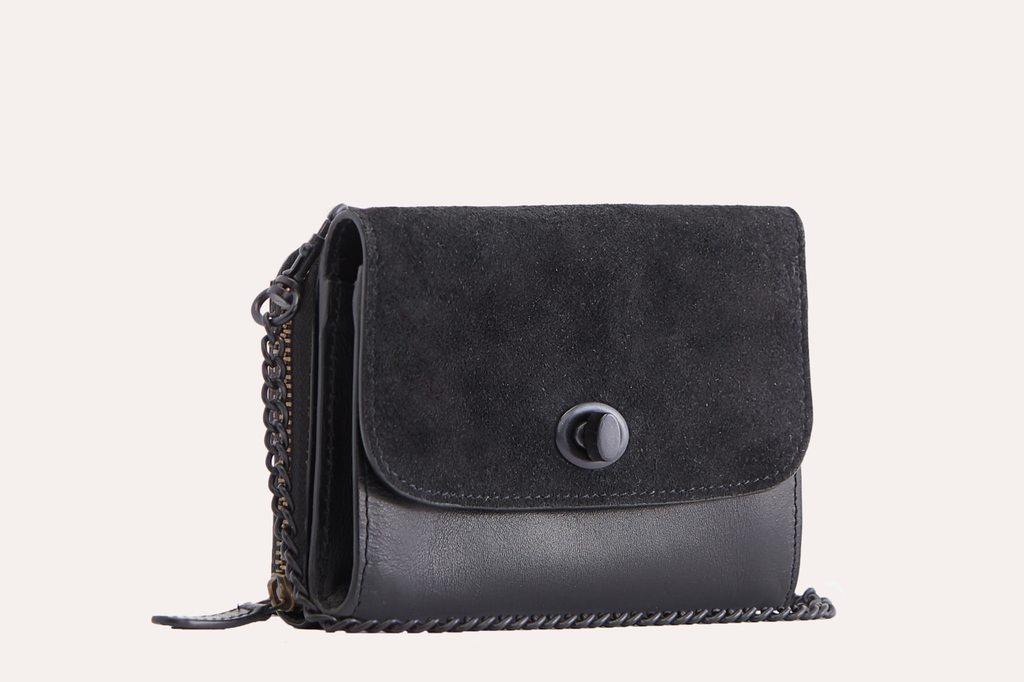 Women's Kiko Two-Tone Leather & Suede Crossbody Bag — Black