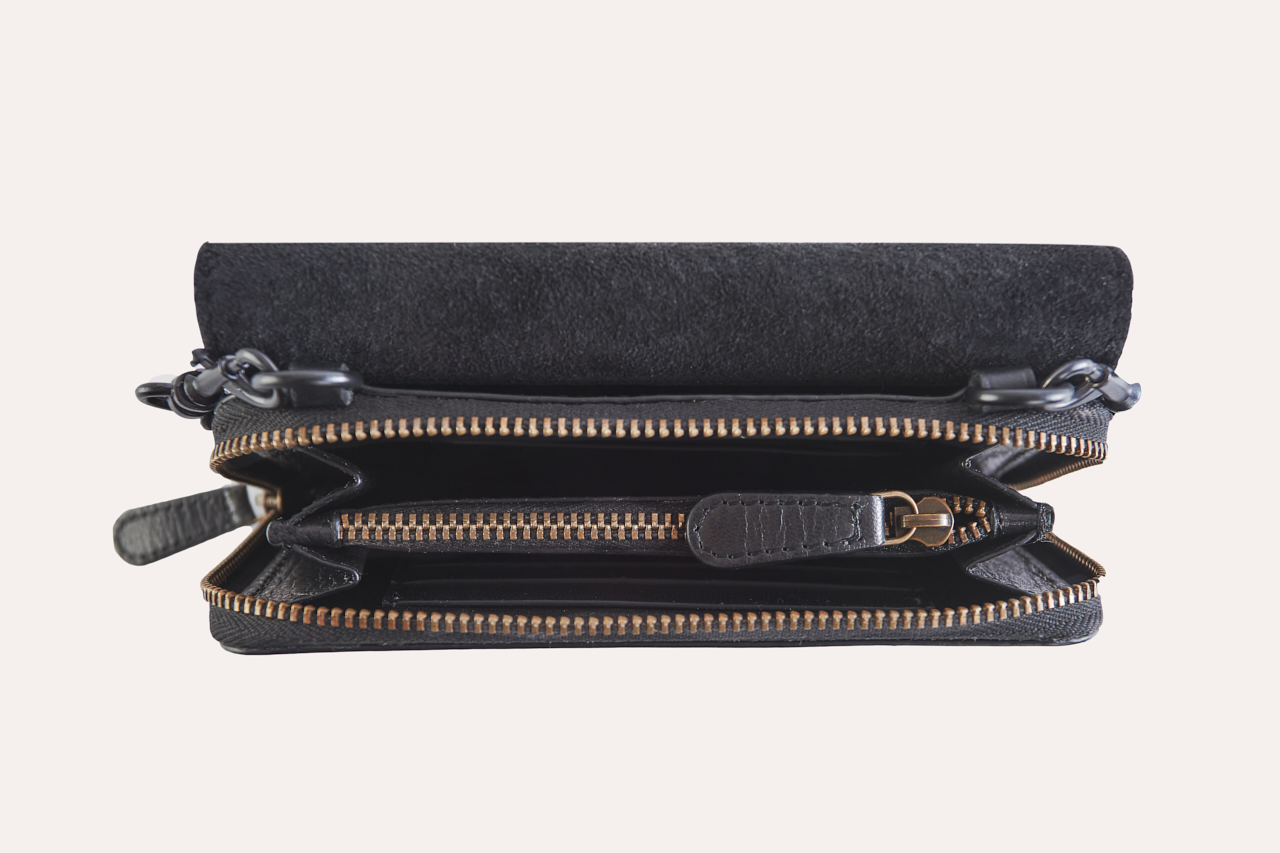 Women's Kiko Two-Tone Leather & Suede Crossbody Bag — Black