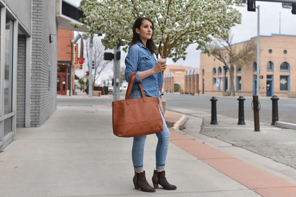 Women's Kiko Classic Genuine Leather Tote Bag — Brown
