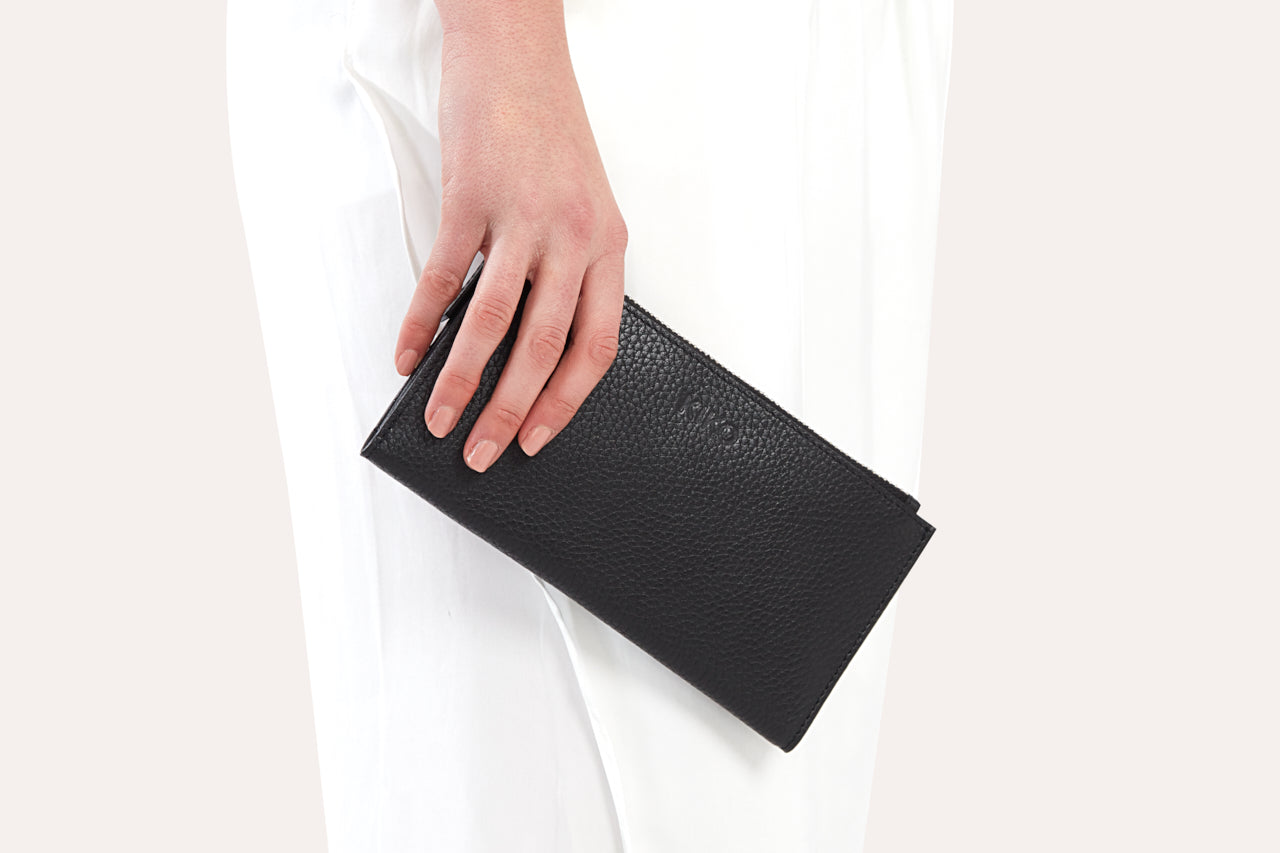 Women's Kiko Top Zip Genuine Pebble Leather Wallet