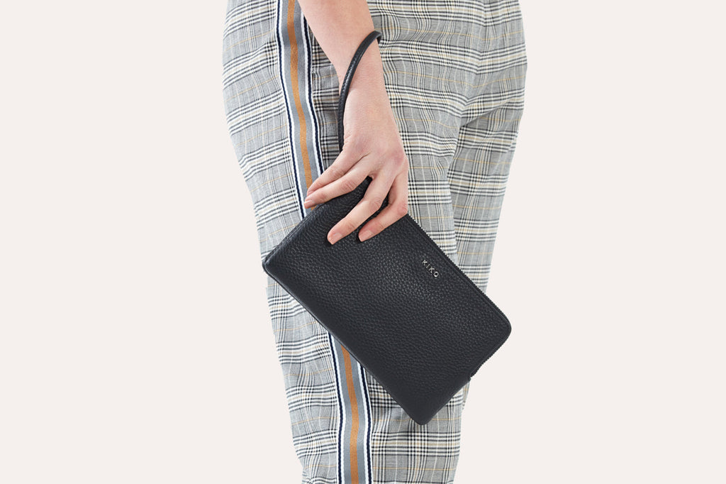 Women's Kiko Large Genuine Pebble Leather Wristlet