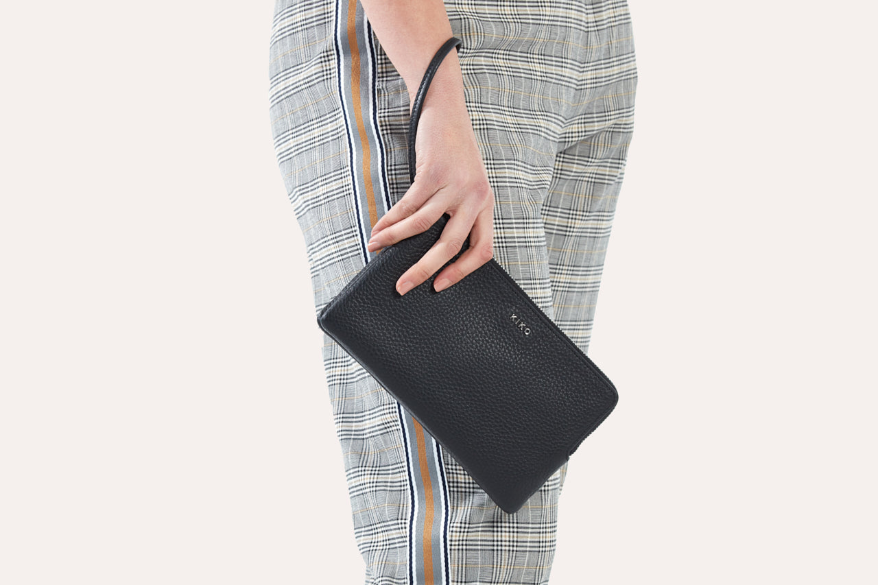 Women's Kiko Large Genuine Pebble Leather Wristlet
