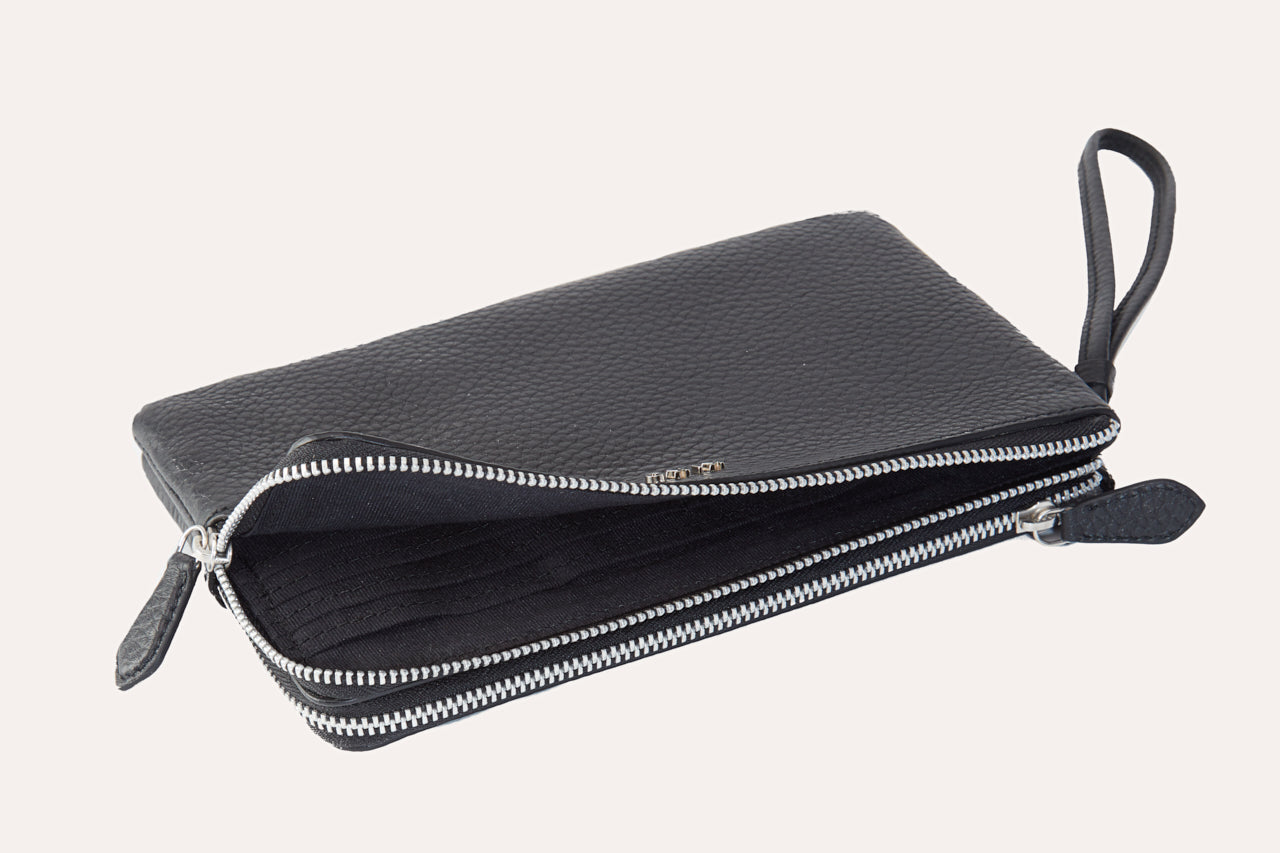 Women's Kiko Large Genuine Pebble Leather Wristlet