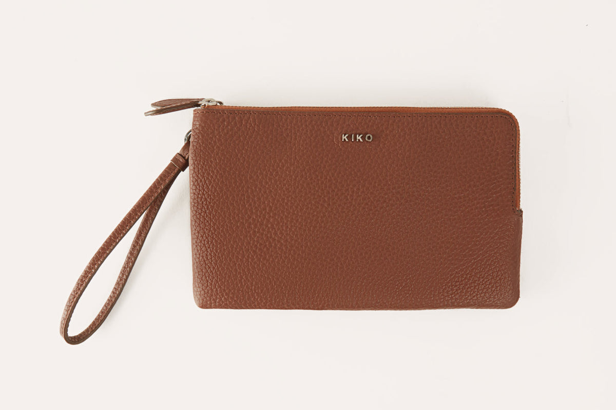 Women's Kiko Large Genuine Pebble Leather Wristlet