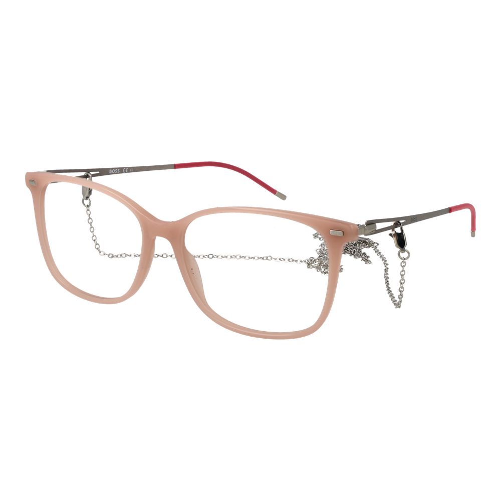 Hugo Boss Women's Cream Acetate Rectangle Full-Rim Eyeglass Frames with Chain