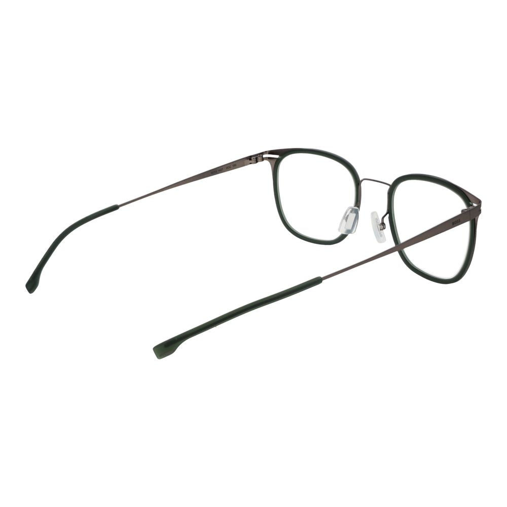 Hugo Boss Men's Green Stainless Steel Rectangle Full-Rim Eyeglass Frames