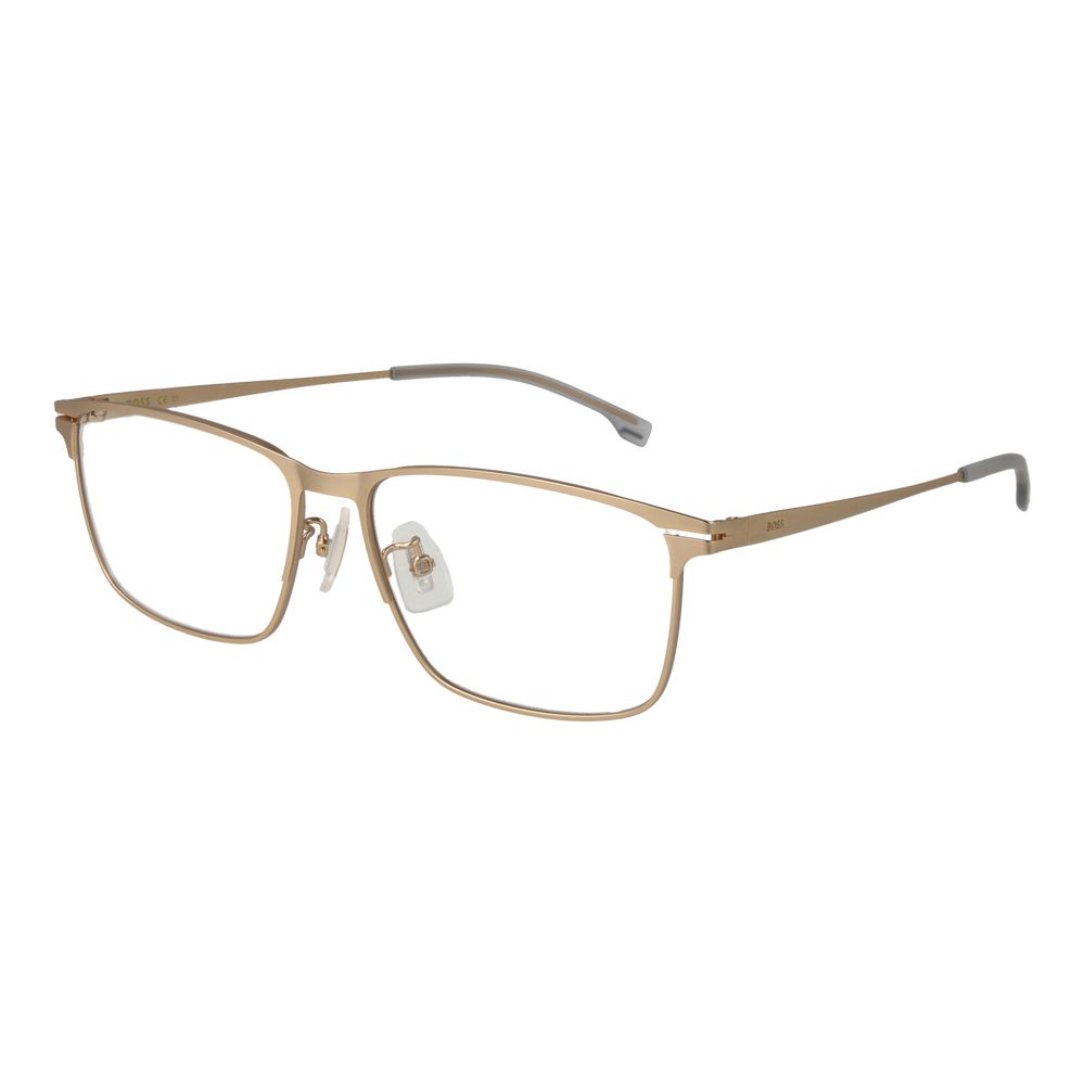 Hugo Boss Men's Gold Metal Rectangle Full-Rim Eyeglass Frames