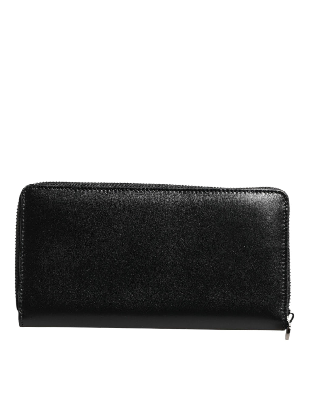 Dolce & Gabbana Men's Black Calfskin Caiman Leather Logo Plaque Zip-Around Continental Wallet