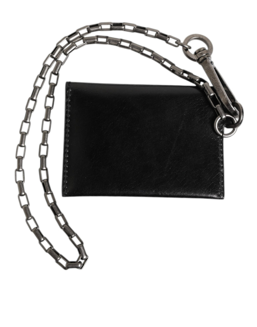 Dolce & Gabbana Men's Black Cavallo Haircalf Leather Bifold Cardholder Wallet Detachable Chain