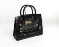 Women's Barismil Stacy Croc-Embossed Leather Tote Bag — Black