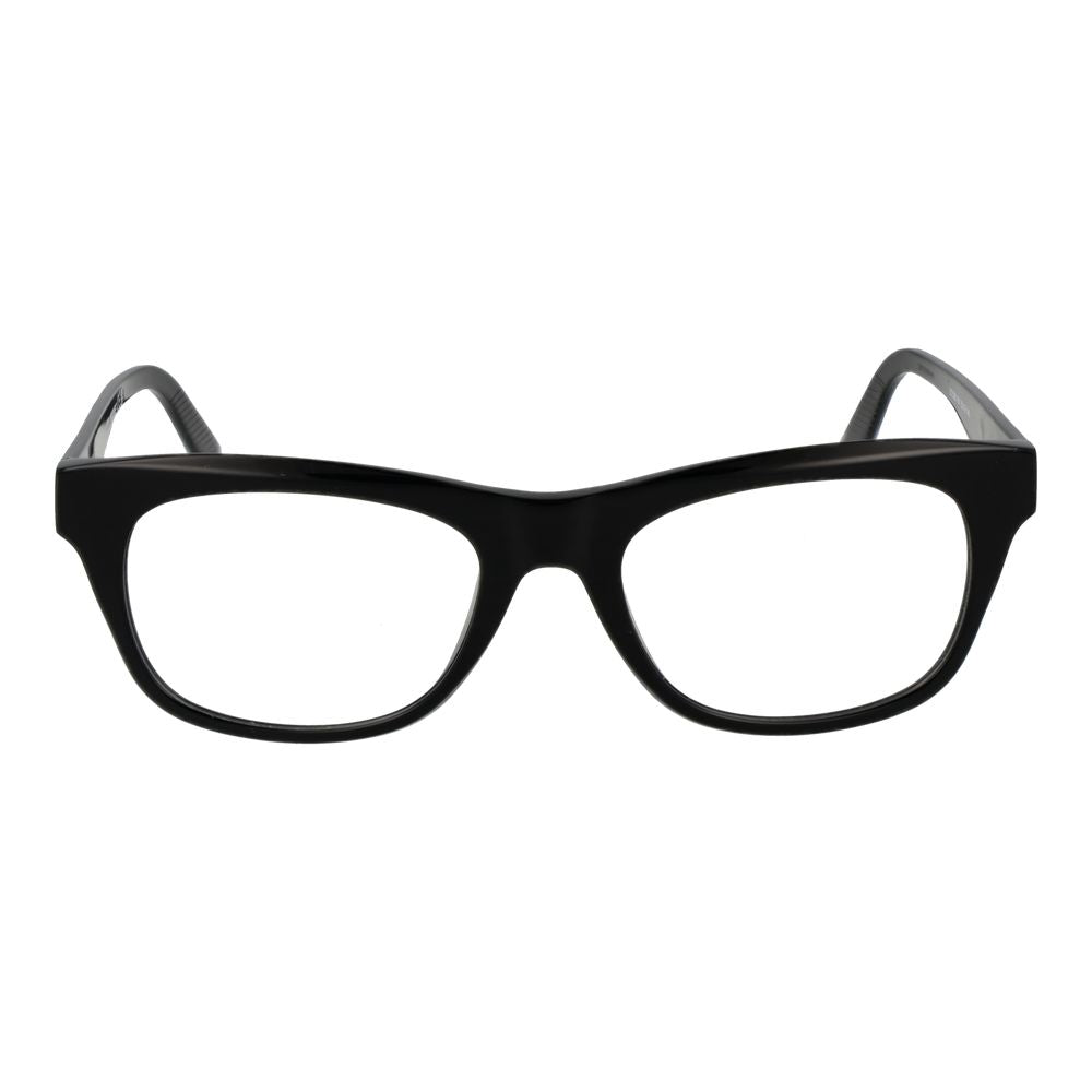 Ermenegildo Zegna Men's Black Acetate Oval Full-Rim Eyeglass Frames