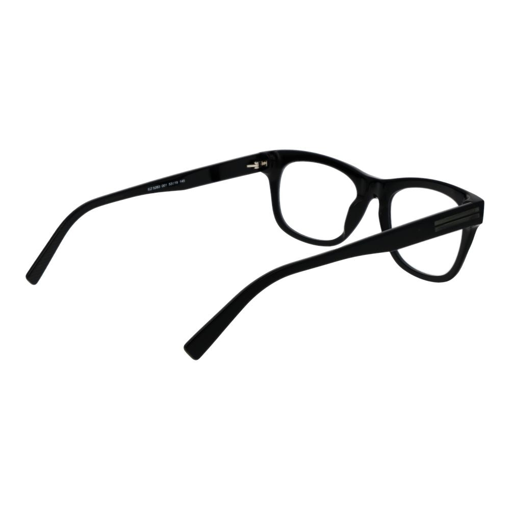 Ermenegildo Zegna Men's Black Acetate Oval Full-Rim Eyeglass Frames