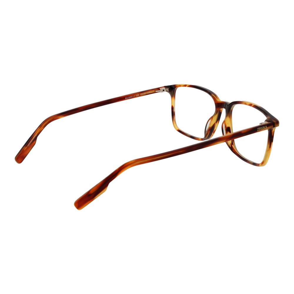 Ermenegildo Zegna Unisex Brown Acetate Rectangle Full-Rim Eyeglass Frames