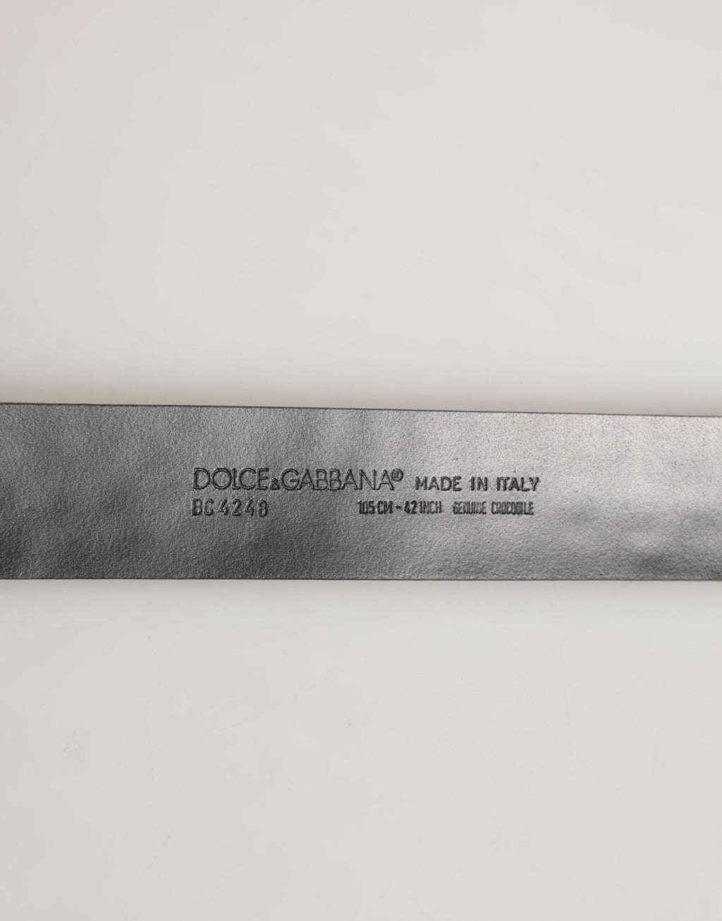 Dolce & Gabbana Men's Black Caiman Leather DG Logo Buckle Belt Silver 3.5cm