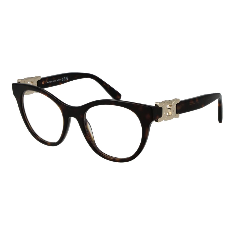 Tod's Women's Brown Acetate Round Full-Rim Eyeglass Frames