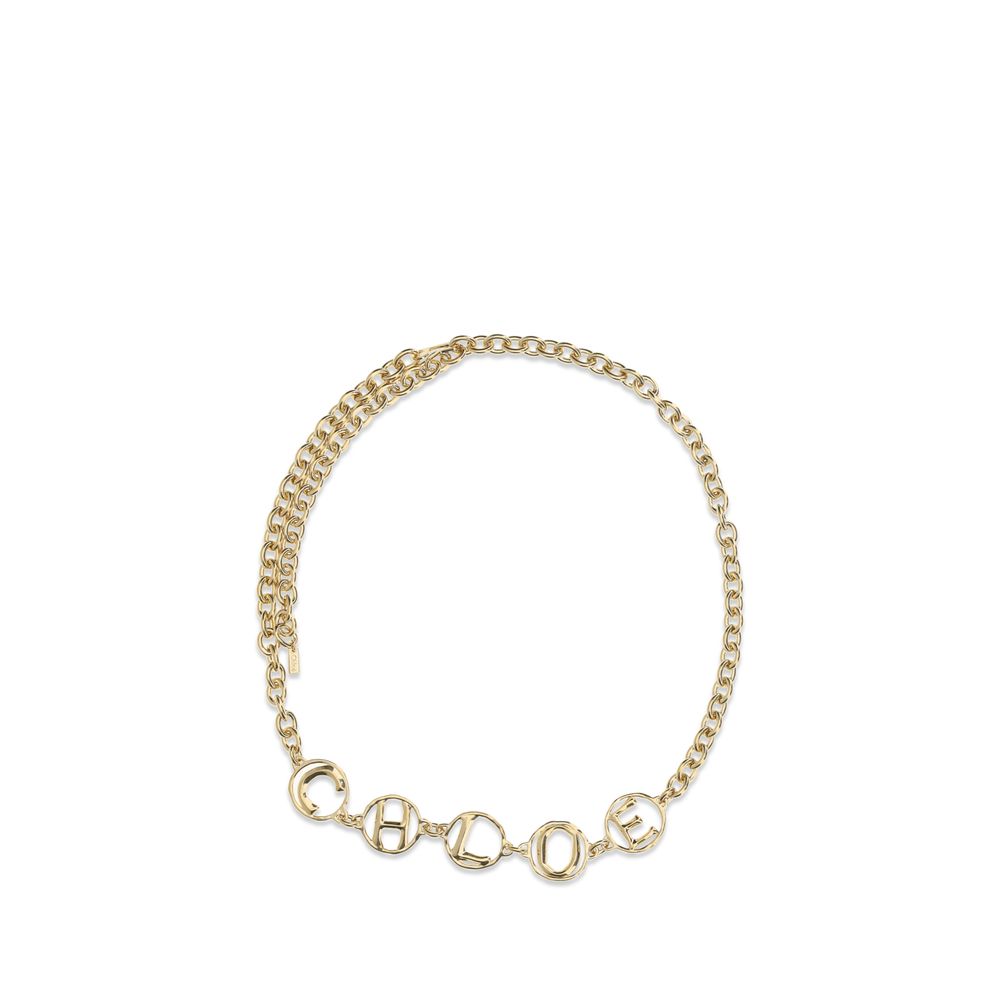 Chloé Women's Script Jewel Brass High-Waist Belt