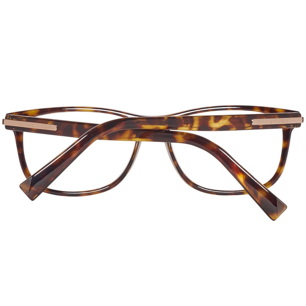 Ermenegildo Zegna Men's Brown Plastic Rectangle Full-Rim Eyeglass Frames