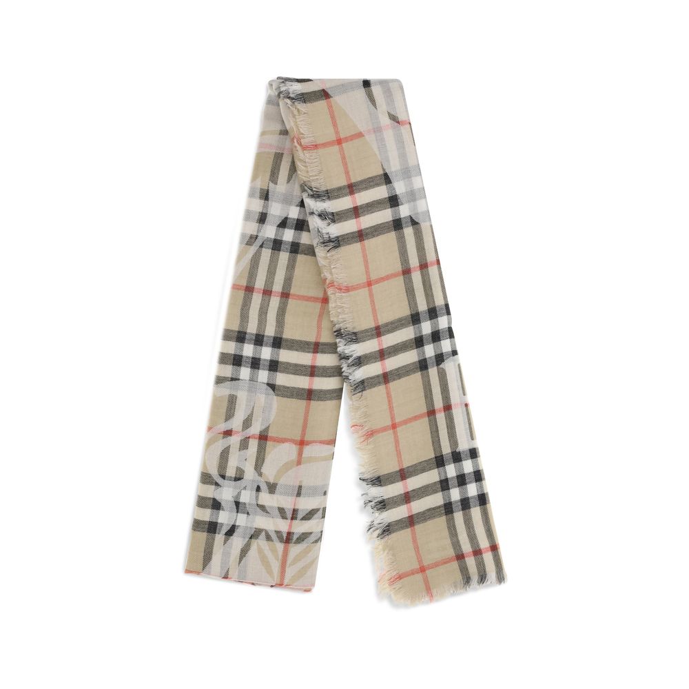 Burberry Men's Beige Wool Silk Check EKD Scarf