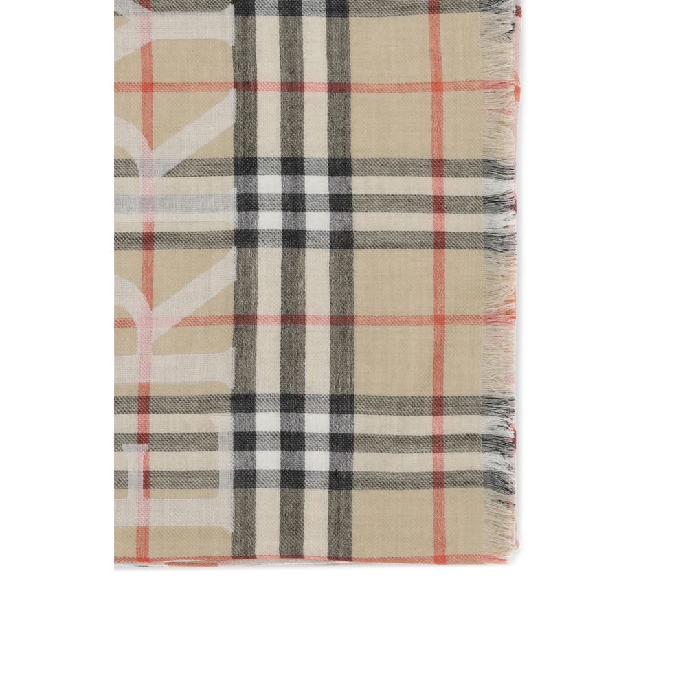 Burberry Men's Beige Wool Silk Check EKD Scarf