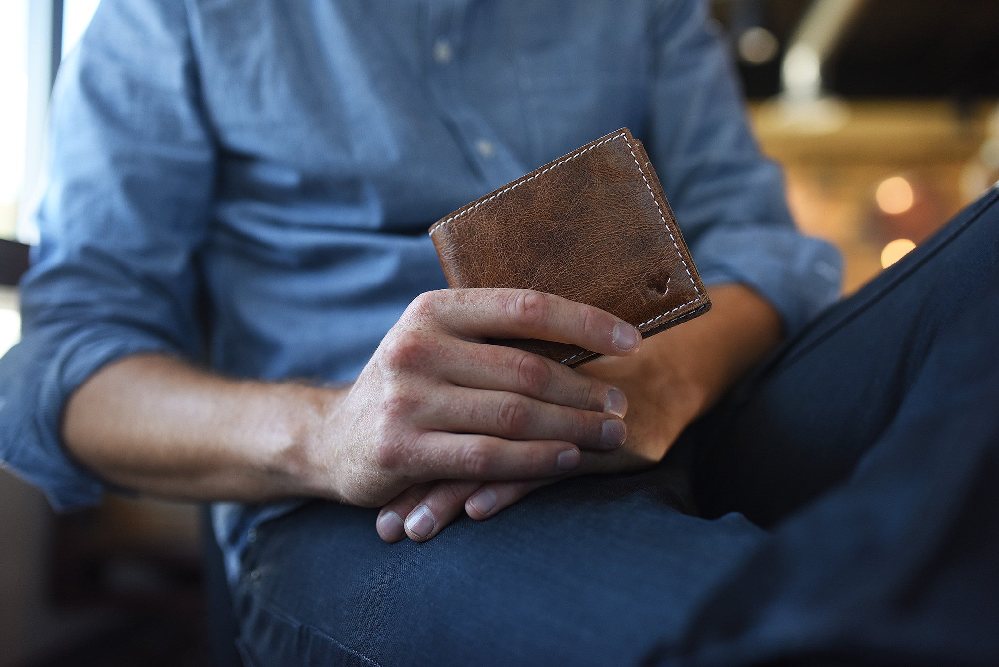 Men's Kiko X Bifold Leather Wallet — Tan