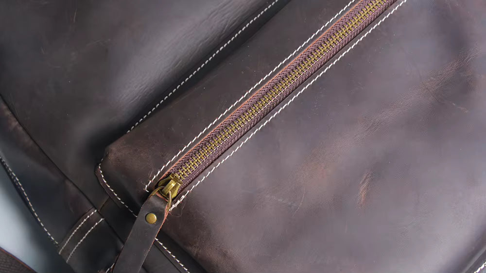Men's Steel Horse Leather Calder Handcrafted Crazy Horse Leather Backpack