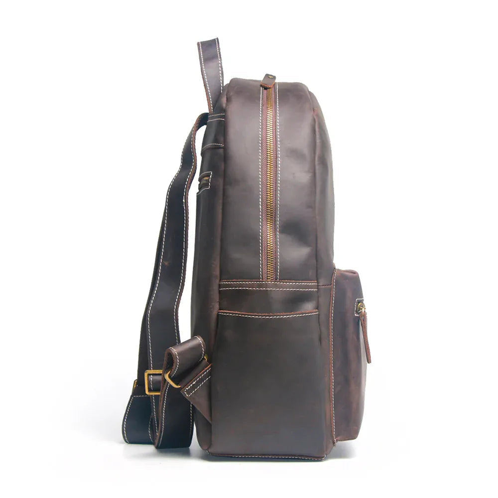 Men's Steel Horse Leather Calder Handcrafted Crazy Horse Leather Backpack