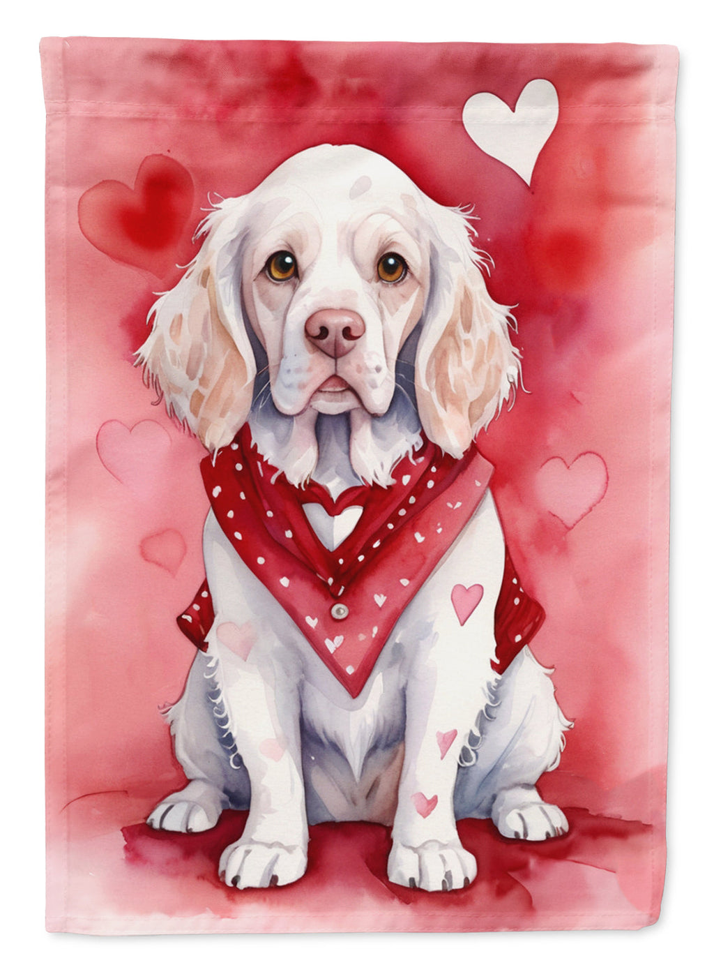 Clumber Spaniel My Valentine House Flag