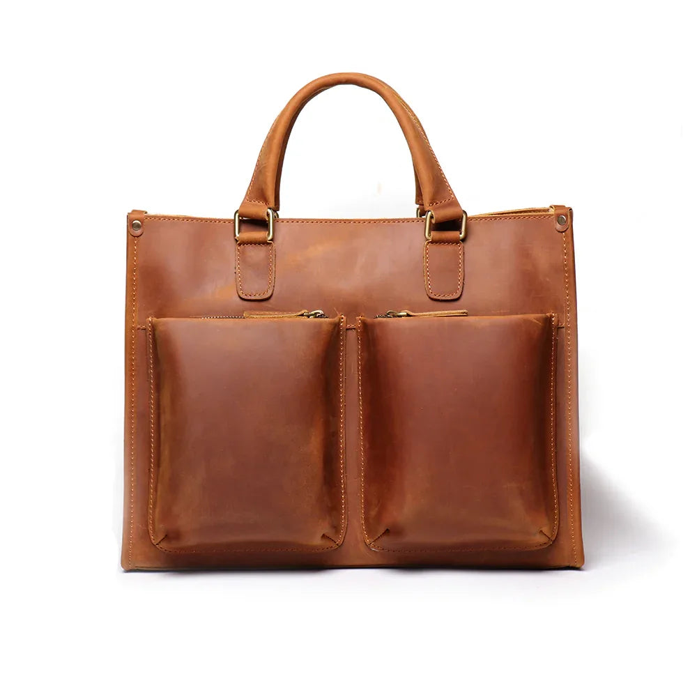 Men's Steel Horse Leather Dagmar Vintage Leather Briefcase Messenger Bag
