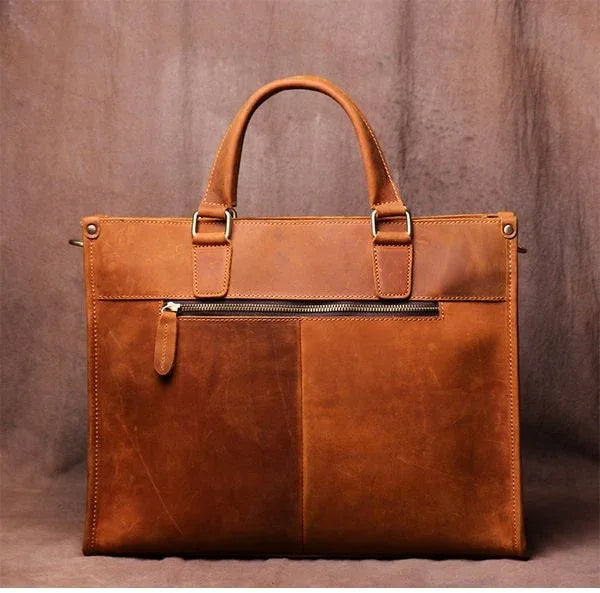 Men's Steel Horse Leather Dagmar Vintage Leather Briefcase Messenger Bag
