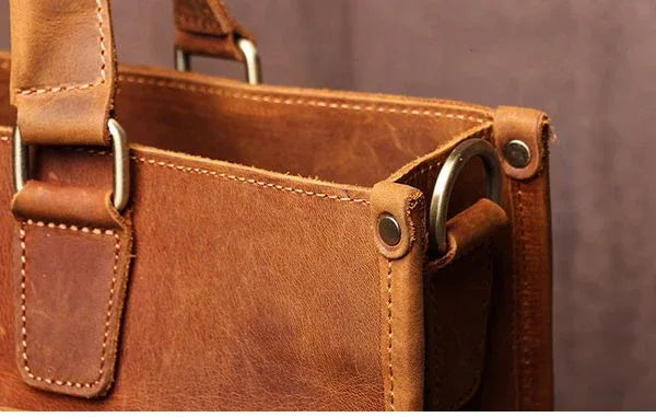 Men's Steel Horse Leather Dagmar Vintage Leather Briefcase Messenger Bag