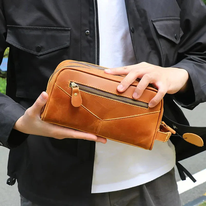 Men's Steel Horse Leather Nomad Genuine Leather Travel Toiletry Bag