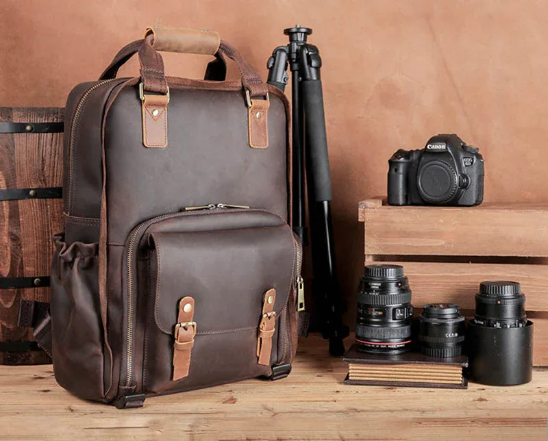 Steel Horse Leather Gaetano Full Grain Leather DSLR Camera Backpack