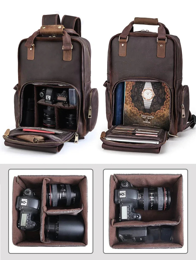 Steel Horse Leather Gaetano Full Grain Leather DSLR Camera Backpack