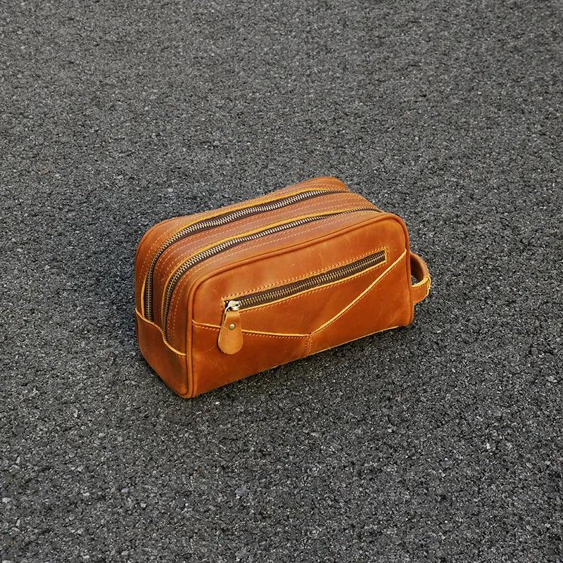 Men's Steel Horse Leather Nomad Genuine Leather Travel Toiletry Bag