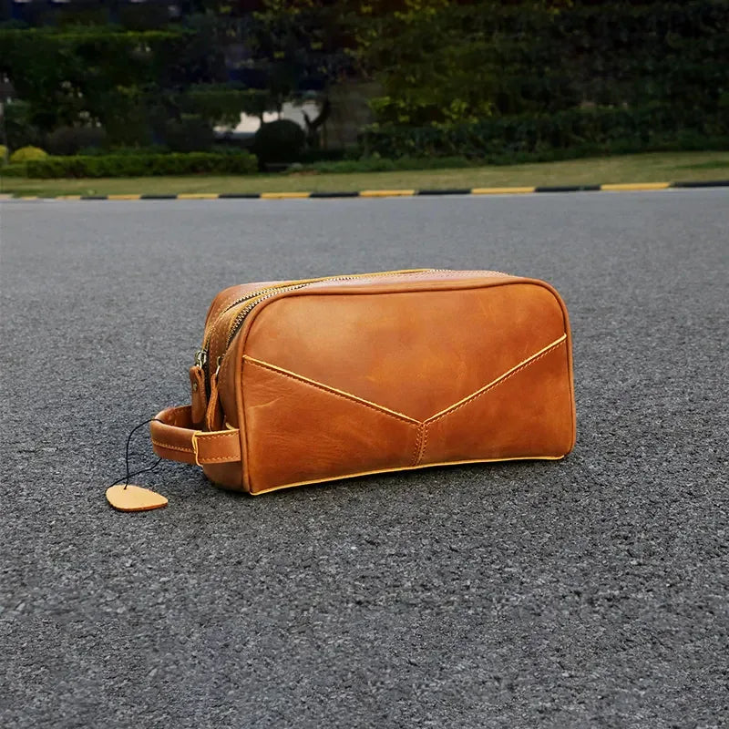 Men's Steel Horse Leather Nomad Genuine Leather Travel Toiletry Bag