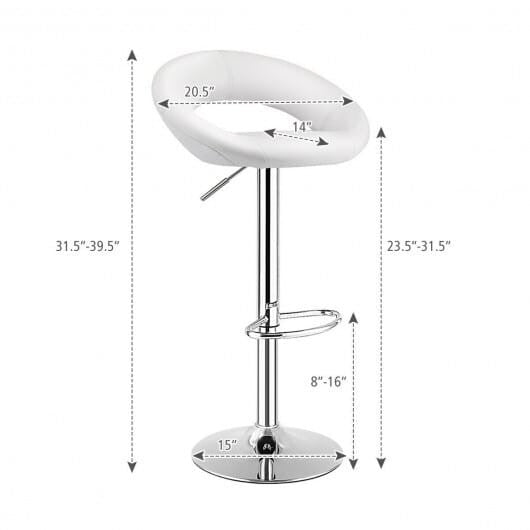 Height Adjustable Bar Stools Set of 2 with Hollow Back and Footrest-Black