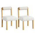 Wooden Dining Chair with Rubber Wood Frame and Cylinder Back Set of 2-White