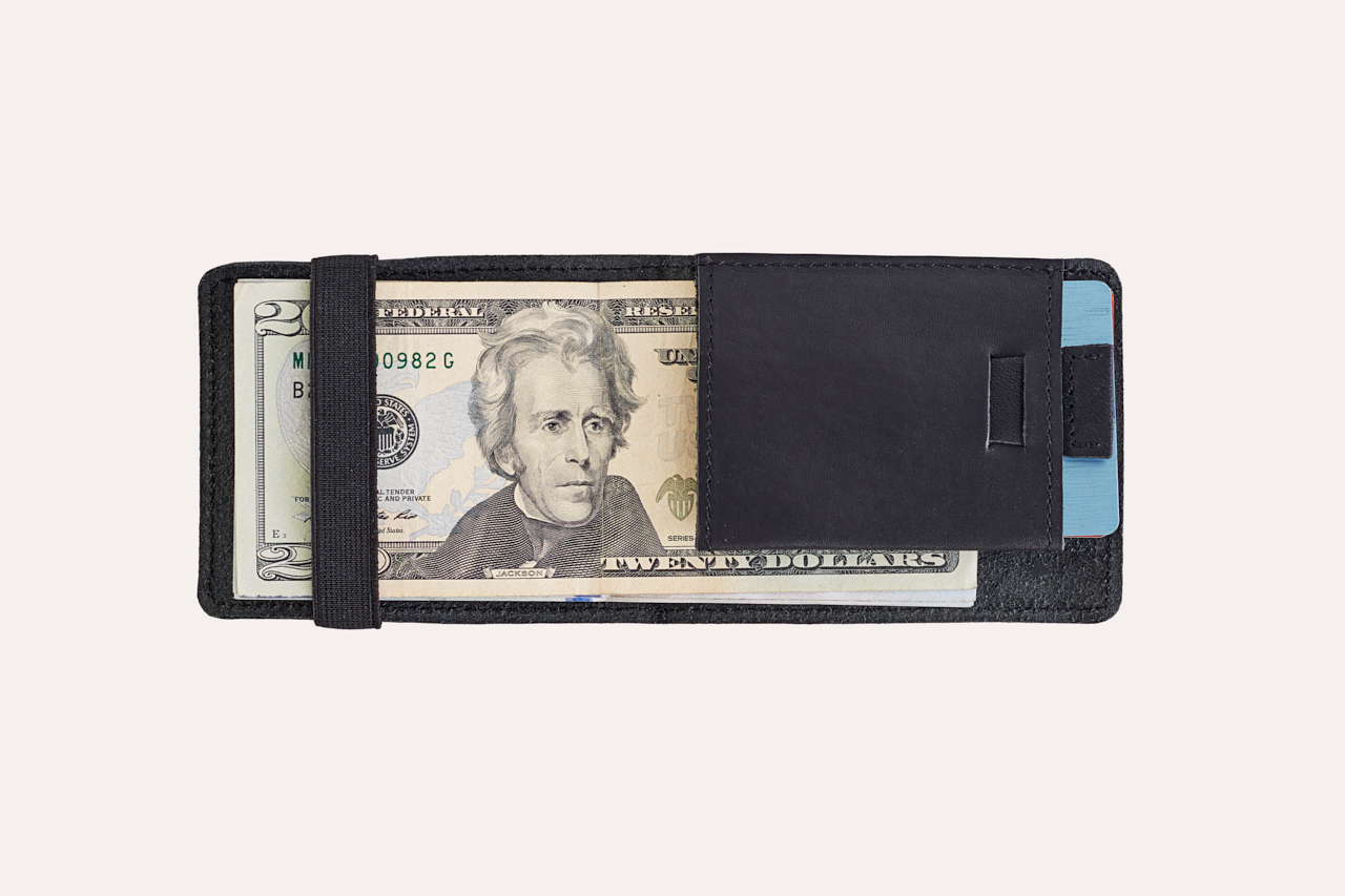 Men's Kiko Leather Cash Fold Card Case — Black